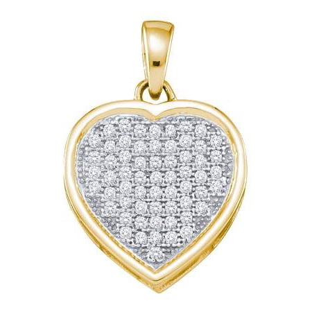 10K Yellow Gold 0.20ctw Fancy Sleek Fashion Pave Diamond Ladies Heart Pendant