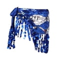 thumbnail image 3 of Pañuelo de cadera para danza del vientre, disfraz con lentejuelas y falda con borlas para fiesta en club, mujeres y niñas Azul oscuro, 3 of 8