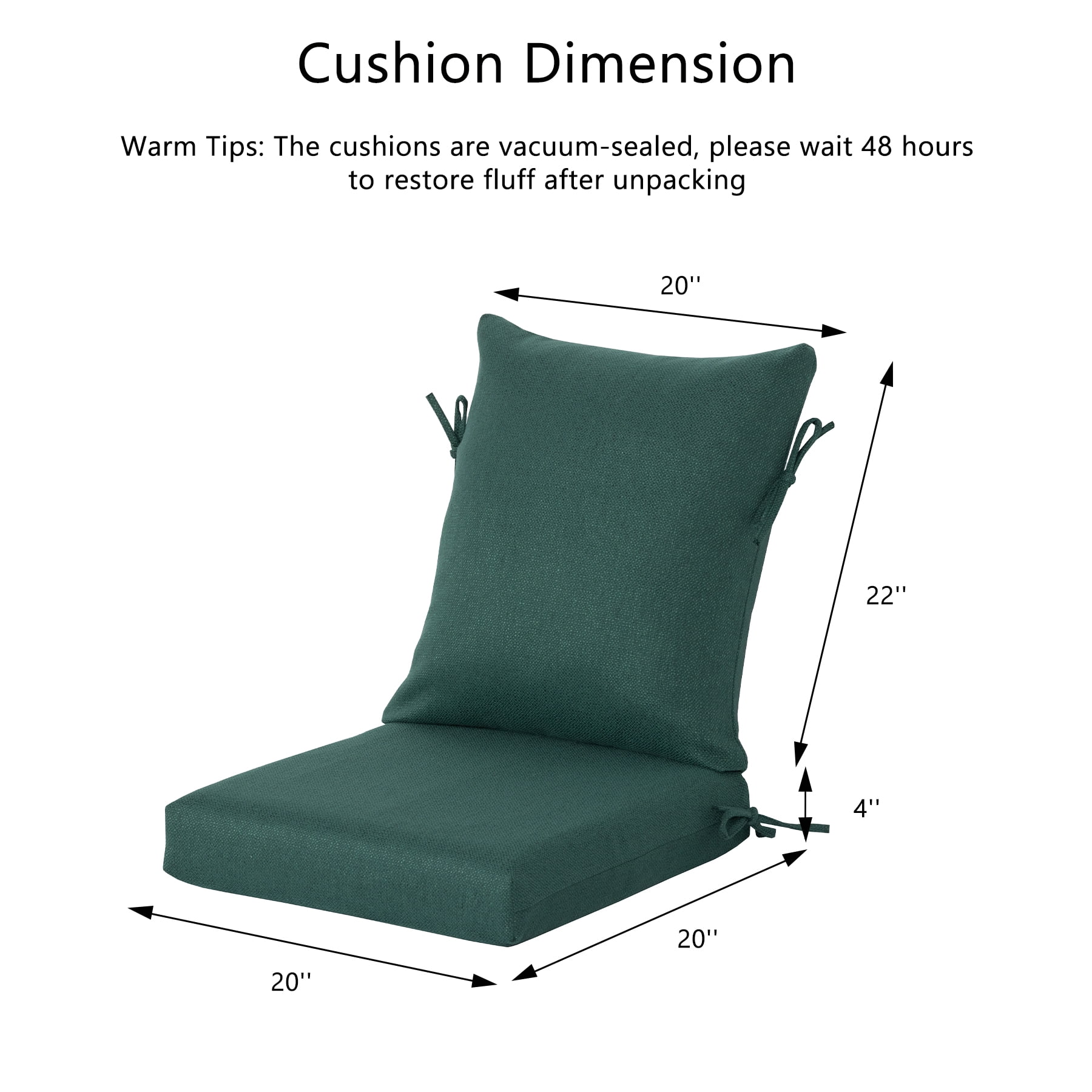 Goodgoods 20" x 42" Outdoor Patio Chair Cushions Set of 2, Water & Fade Resistant, Teal