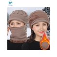 thumbnail image 2 of Deago Womens Bib Beanie Hat Pom Bobble Scarf Mask Set Knitted Winter Warm Snow Ski Cap (Khaki), 2 of 6