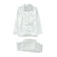 thumbnail image 3 of HNMKIU Button Down Pajamas Sets Solid Two Piece Family Matching Sleepwear Loungewear Long Sleeve Nightwear White,Women:XXL, 3 of 9