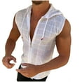 thumbnail image 3 of Delliss Mens Slim Fit Sleeveless Lightweight Zip Up Hooded Sweatshirt Vest Hoodie, 3 of 7