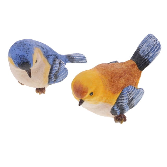 Decoración de Jardín Rural de Aves Emulación Sunnimix Azul y Naranja 12.5 x 6.5 x 8cm
