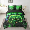 thumbnail image 2 of Erosebridal Boys Gamer Bedding Queen Size,Video Game Comforter Sets with Sheets,Black Green Bedding Sets Queen Size,Breathable Geometric Bedroom Decoration,Reversible,7 Pieces, 2 of 6