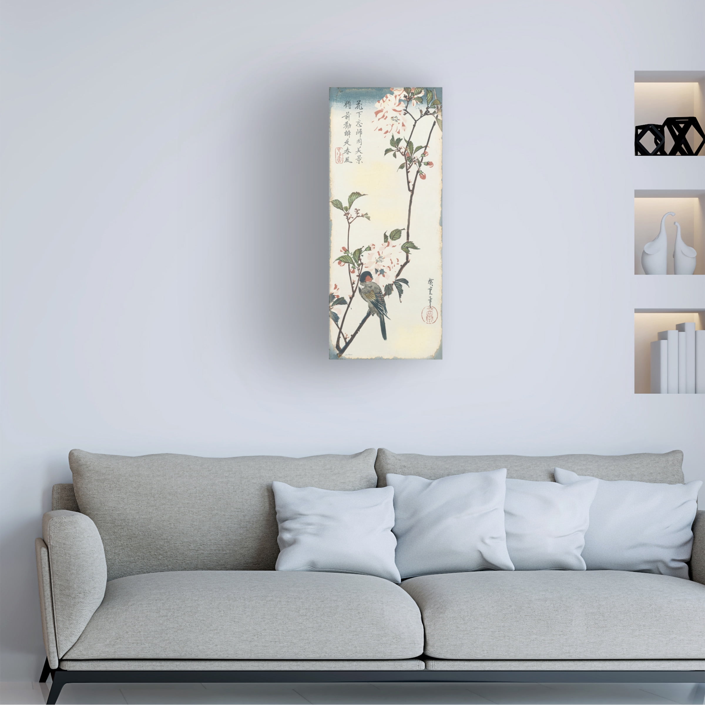 Canvas Wall Art - Jean Plout 'Vintage Asian Blossoms A' Wall Art for Living Room, Bedroom, or Office DÃ©cor by Trademark Fine Art - 20 x 47 Inches