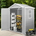 thumbnail image 2 of 6' x 4' Outdoor Plastic Resin Storage Shed, Synagr Large Tools Sheds, Garden Shed with Lockable Doors and Resin Floor for Backyard, Patio, Lawn, 2 of 9
