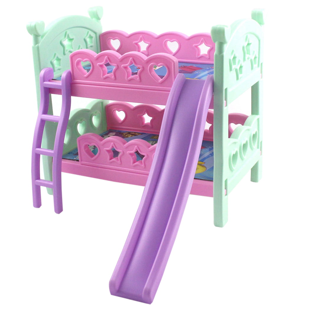 Doll Bed Double Deck Compatible, Doll Bunk Bed With Slide