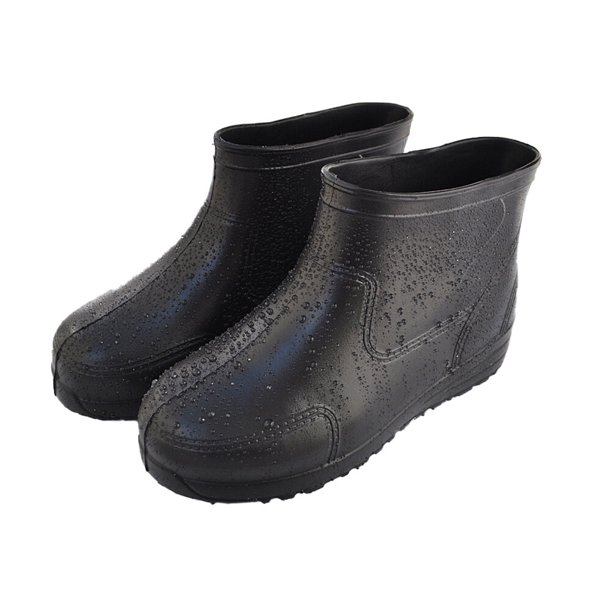 1 par de zapatos de lluvia portátiles resistentes a ácidos y álcalis Botas de bote bajo Tamaño 45 negro