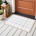 thumbnail image 4 of White Plaid Grid Entryway Rug 2'x3'&nbsp; Non Slip Front Door Mats, Colorful Line Modern Simple Geometric Entrance Rugs Indoor Outdoor Carpet, Washable Floor Mats Small Area Rug for Bedroom Kitchen, 4 of 8