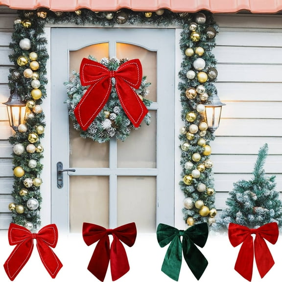 Velvet Bows For Christmas Tree,1PC Christmas Decorations, Red Velvet Bows for Christmas Tree, Xmas Ribbon Ornaments, Home Decor for Wreath Garland Gift WrappingCrafts Wedding Party