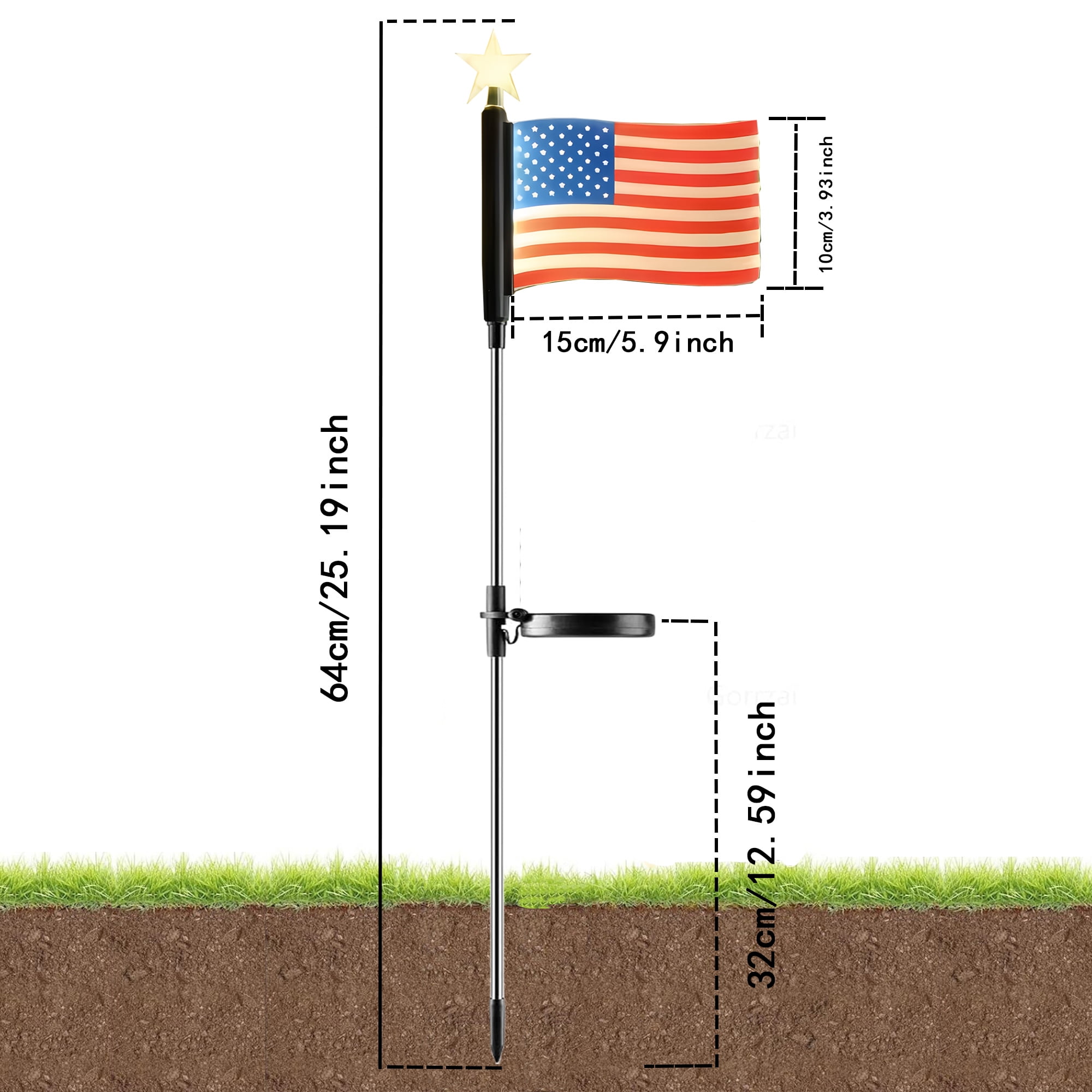 Solar Powered Flag Pole Light Waterproof IP65 Solar Lights Landscape Pathway Lights Outdoor Garden Led Light for Yard Landscape Path Lawn Patio Walkway （2 Packs）