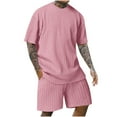 thumbnail image 2 of Weiqiqre Ensemble 2 Pcs pour Homme T-Shirt d'Été à Manches Courtes à Col Ras du Cou et Short de Survêtement Décontracté à Cordon, 2 of 6