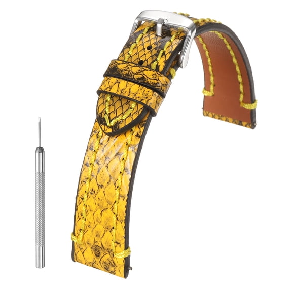 Uxcell Leather Watch Band 22mm Vintage Watch Strap with Pin Buckle Yellow