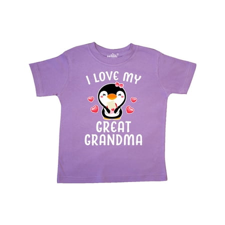 

Inktastic I Love My Great Grandma with Cute Penguin and Hearts Gift Toddler Toddler Girl T-Shirt