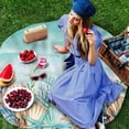 thumbnail image 6 of Summer Beach Round Tablecloth 60 inches Green Ocean Colorful Coral Shell Seaweed Starfish Sandy Waterproof Oil-Proof Table Cloth Round Table Cover for Holiday Party Picnic Dinner Decor Indoor Outdoor, 6 of 9