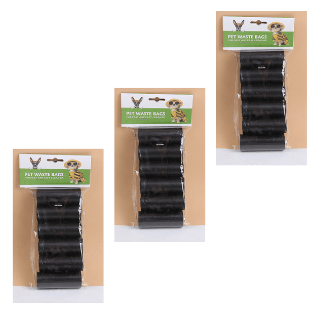 QUETOi 18 rollos de bolsas para excrementos de perro, bolsa impermeable para excrementos de perro, bolsa de basura para perros, color negro