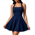 thumbnail image 2 of XuJwPNcy Summer Dresses for Women Square Neck Sleeveless Halter Dresses A Line Pleated Mini Dress for Cocktail Party, 2 of 5