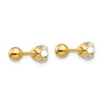 thumbnail image 3 of Finest Gold 5 mm 14K Yellow Gold Madi K Polished Reversible Cubic Zirconia & Ball Earrings, Pair, 3 of 6