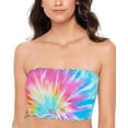 thumbnail image 2 of SALT + COVE Women's Multi Color Tie Dye Stretch Ruffled Convertible Bandeau Swimsuit Top XS, 2 of 3