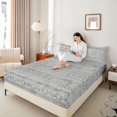 thumbnail image 3 of Castle Fairy Retro Worn Tribal Border King Sheets 4pcs,Abstract Geometric Aztec Line Bedding,Gray White,1 Flat Sheet, 1 Fitted Sheet and 2 Pillowcases, 3 of 7