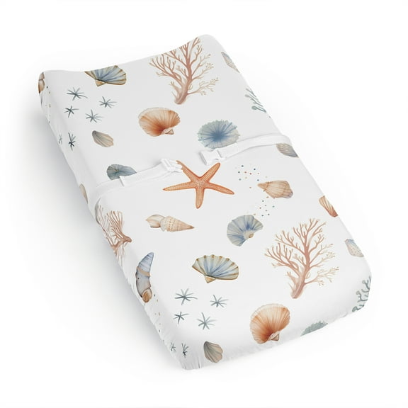 Sweet Jojo Designs Seashells Boy, Girl, Unisex/Gender Neutral Changing Pad Cover Sheet