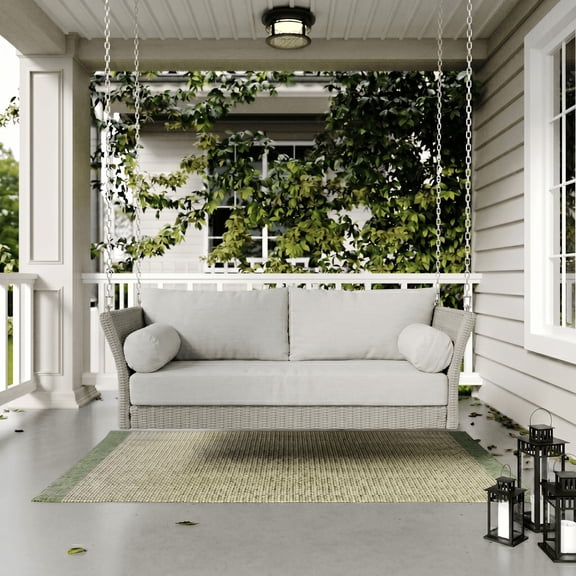 Sonoma Wicker Outdoor Daybed Porch Swing with Included Cushion Set