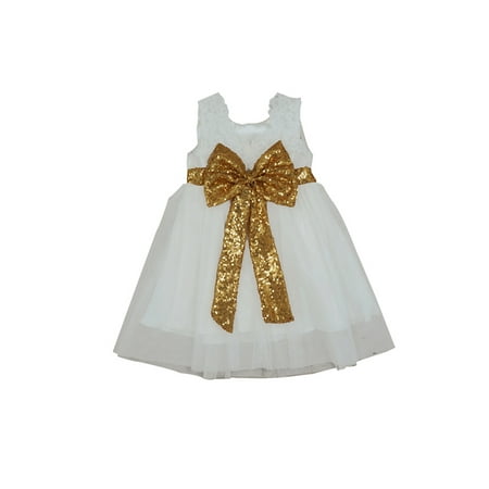 Satin Bow Party Dress - BOBORA Infant Girl Lace Bow Party Princess Tutu Dress