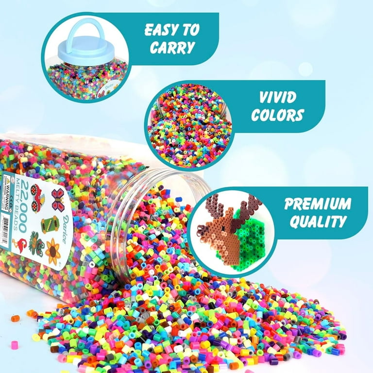 Darice Fuse Beads, Bulk Assorted Multicolor Melty Beads for Kids Crafts,  Big Bucket of 22000 pcs 