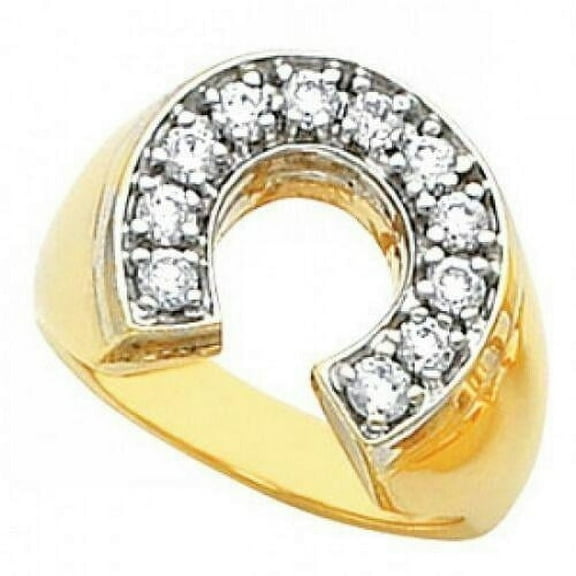 Mens Ring Gold Horseshoe Stainless Steel Ring Good Luck