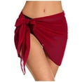 thumbnail image 2 of Baberdicy Swimsuit Cover up Cover for Swimwear Wraps Sheer Beach Chiffon Wrap Short Women Sarongs Ups Bikini Beach Towel Bathing Suit Cover up for Women Red, 2 of 5