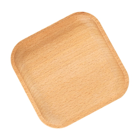 GOOHOCHY 1Pcs Small Dessert Tray Natural Wood Color Square Wooden Fruit Saucer Home Decoration