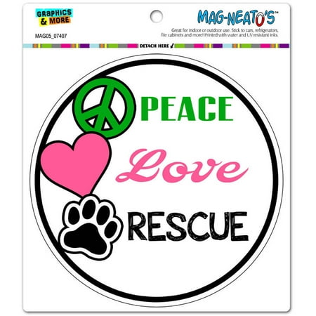 

Peace Love Rescue Adopt Animal Shelter Pet Dogs Cats Paw Print Circle Automotive Car Refrigerator Locker Vinyl Magnet