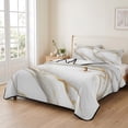thumbnail image 2 of Twin XL Quilt Set 68''x98'', White Golden Marble Lightweight Summer Bedspread Coverlet Set with 2 Pillow Shams, Modern Abstract Art Marble Flow Breathable All Season Quilt Bedding for Dorm/Guest Room, 2 of 9