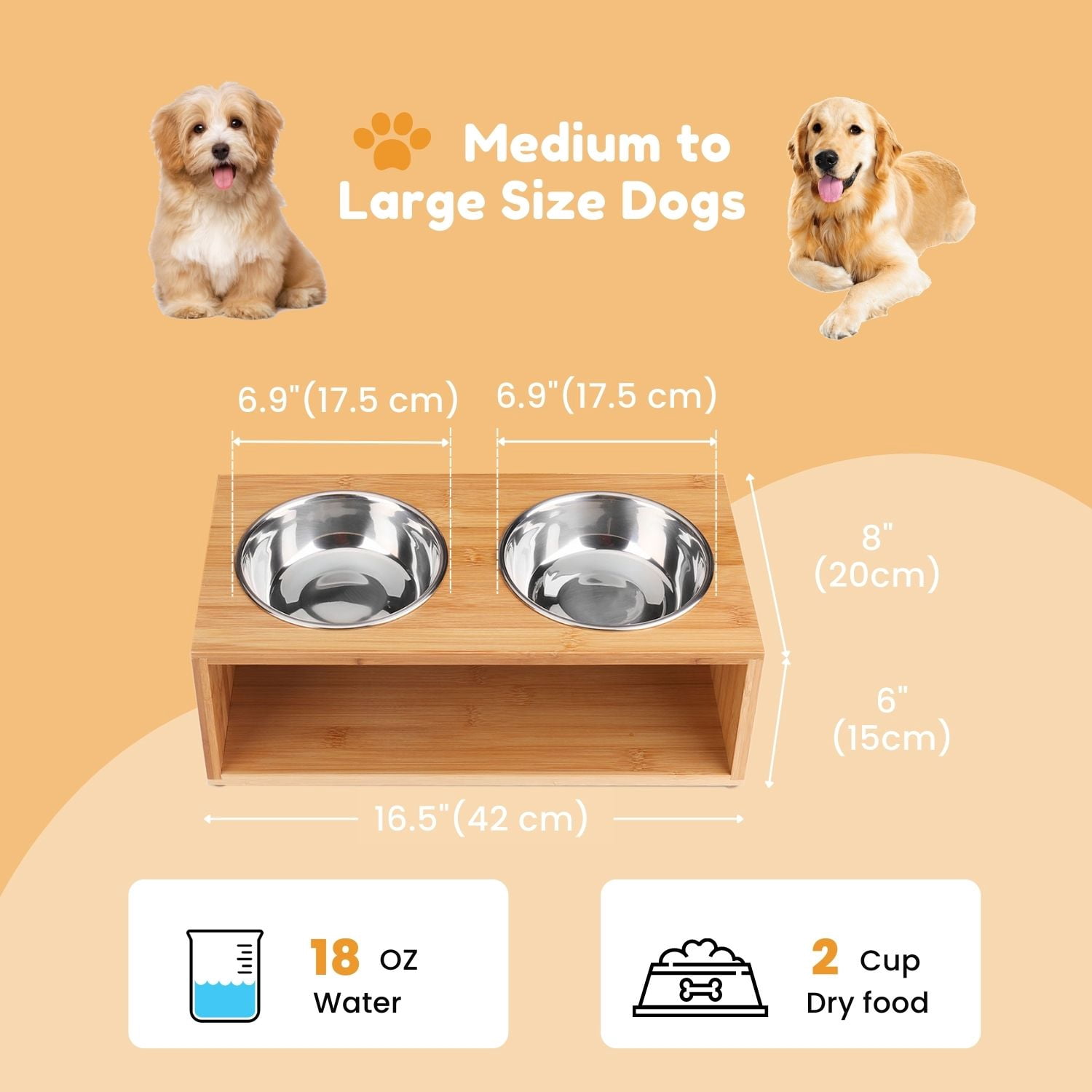 Bamboo Style Elevated Dog and Cat Feeder Bowl