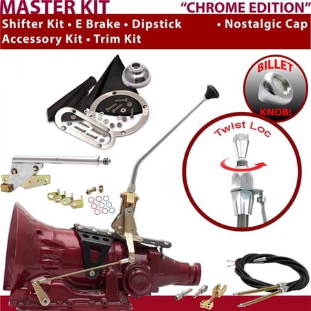 American Shifter TH350 Shifter Kit Chrome 12 in. E Brake Cable Trim Kit Dipstick for F151F