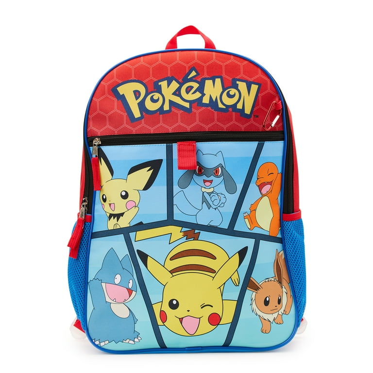 Pokemon Pikachu Charmander 16 Inch School Backpack and Attachable Pokeball Lunch  Bag