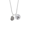 thumbnail image 2 of Delight Jewelry Silvertone Small Lion - Mascot Silvertone Script Initial Disc - H - Charm Necklace, 20"+3", 2 of 4