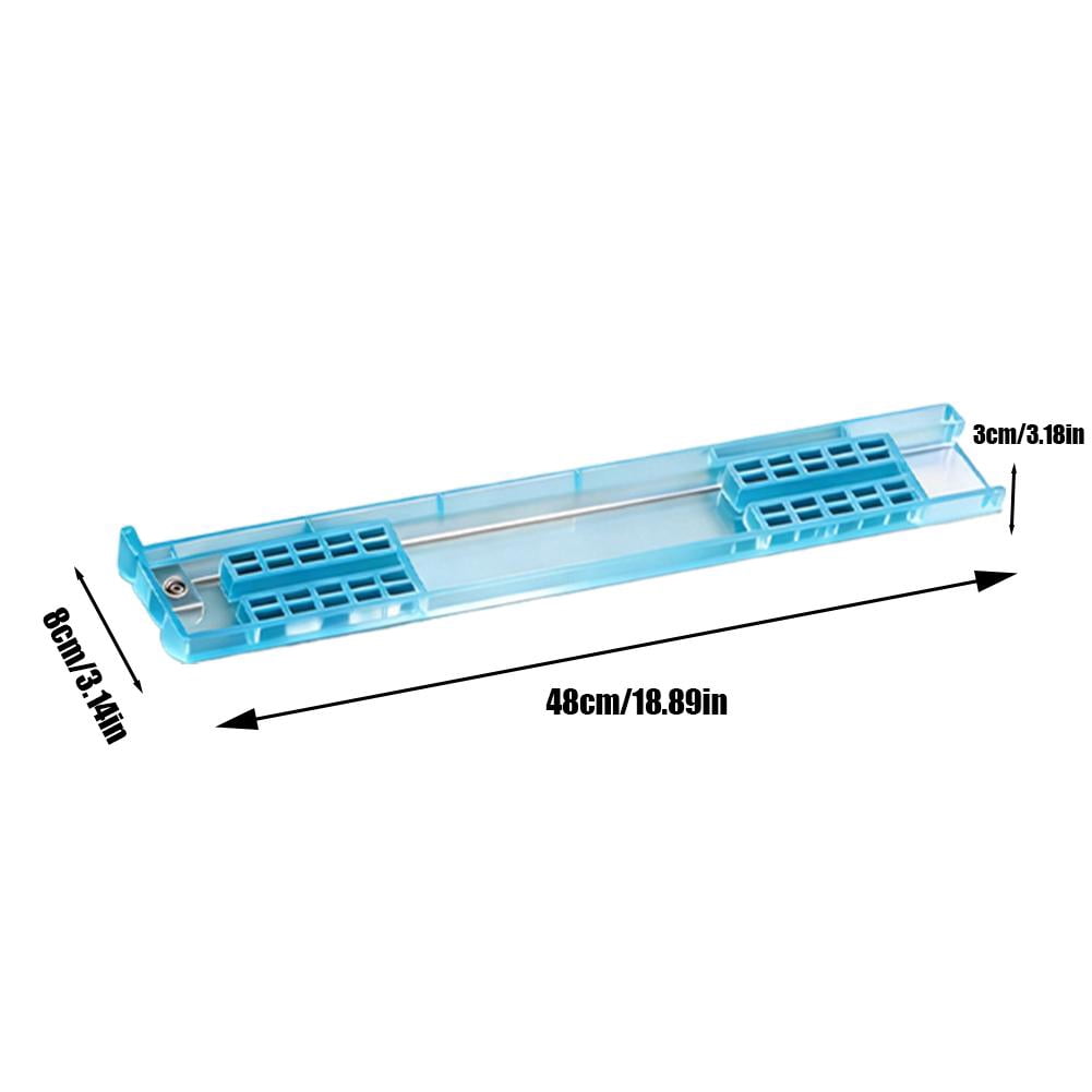18-Inch Acrylic Mahjong Racks with Pusher Arms, Robust 4-in-1 American Mahjong Accessory Set, Resilient & Shatter-Resistant Tile Holders in Blue / Clear, 4-Pack