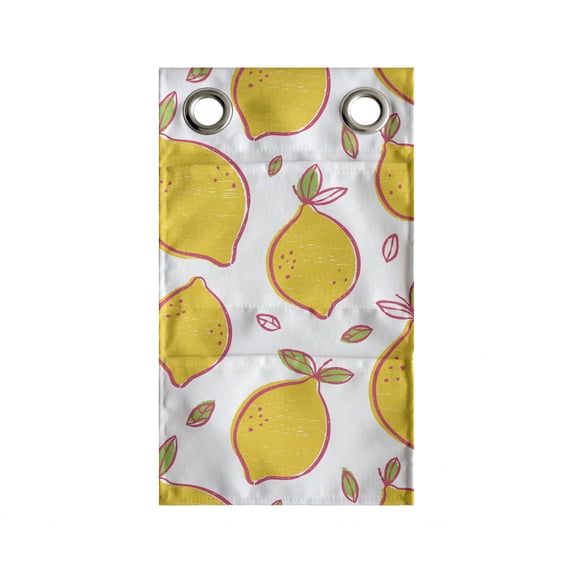 Lemons Hanging Pocket Organizer, Energetic Vibrant Colors Summer Citrus Fruits Blossom Print, Printed Polyester Storage Bag with Pockets, 9" x 16", Earth Yellow Lime Green
