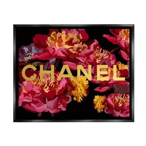 Stupell Industries Glam Brand Blossoms Botanical & Floral Painting Black Floater Framed Canvas Art Print Wall Art, 21 x 17