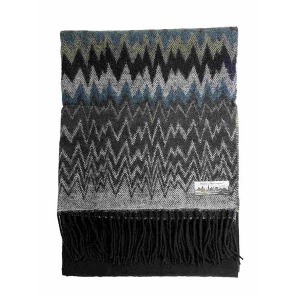 Womens Black Grey & Blue Chevron Giant Blanket Scarf Wrap Shawl Fringe
