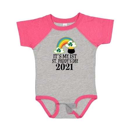 

Inktastic 2021 1st St Patricks Day Cute Childs Gift Baby Boy or Baby Girl Bodysuit
