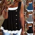 thumbnail image 7 of Lovskoo Summer Tops for Women 2024 Tank Tops Scoop Neck Sleeveless Trendy Casual Solid Color Blocking Button Top Black, 7 of 7