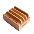 thumbnail image 2 of Soporte de carga de bambú para múltiples dispositivos con 4 puertos de carga USB 6 en 1 Soporte de carga USB para teléfono Tablet Smart Dock Charger Organizer JAMW Sencillez, 2 of 5