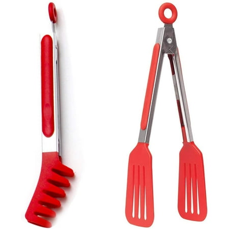 

9 Inch Kitchen Tongs BBQ Tongs Silicone Stainless Steel Kitchen Tongs Set Professional Kitchen Tongs Kitchen Utensils Excellent For Cooking Serving And Grilling