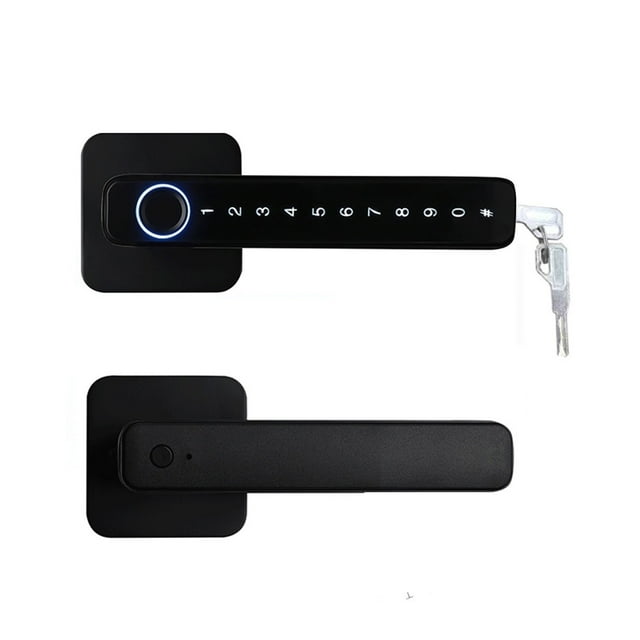 Door Lock, Smart Door Handle Fingerprint Password Remotely Unlock Digital Lock Tuya App Keyless Entry For Doors Smart Electronic Lock ,Easy to Install