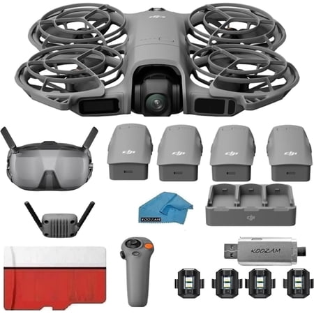 DJI Neo 2 Motion Fly More Combo with 4-Battery Bundle | Goggles N3 & RC Motion 3 FPV 4K Drone Kit | Includes 128GB MicroSD & Digital Transceiver