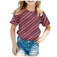 thumbnail image 4 of Uuszgmr Boys Girls Sweatshirt Cute Summer Toddler Short Sleeve 4Th Of July Prints Independence Day Tops Clothes Essential For Daily Wear 8-9 Years Pink, 4 of 4
