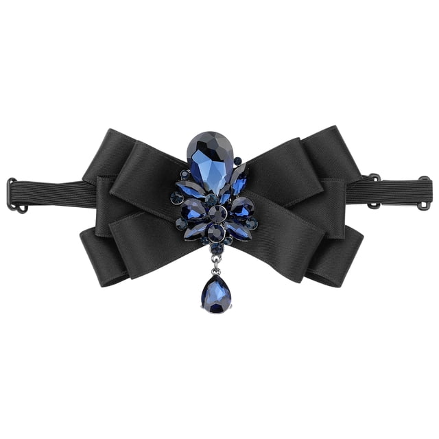 INSPIRE CHIC Corbata de moño con cinta para el Día del Padre, broche de strass, corbata preatado para hombres, corbata de moño para regalos de fiesta de boda, ceremonia, negra