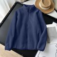thumbnail image 2 of FRSASU Women's Fuzzy Fleece Jacket Long Sleeve Zip up Coat Soft Casual Outerwear with Pockets Navy, 2 of 9
